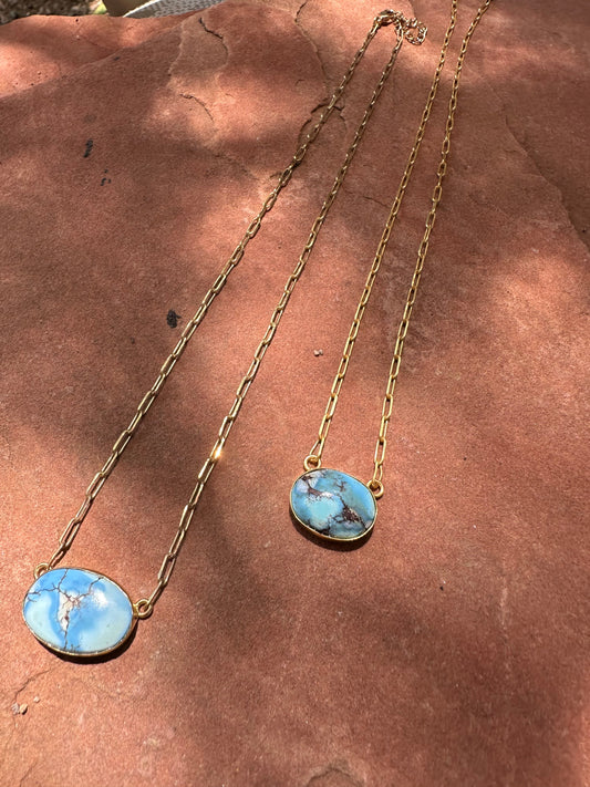 “The Golden Collection” GOLDEN SKY Handmade Natural Golden Hills Turquoise 14k Gold Plated Necklaces