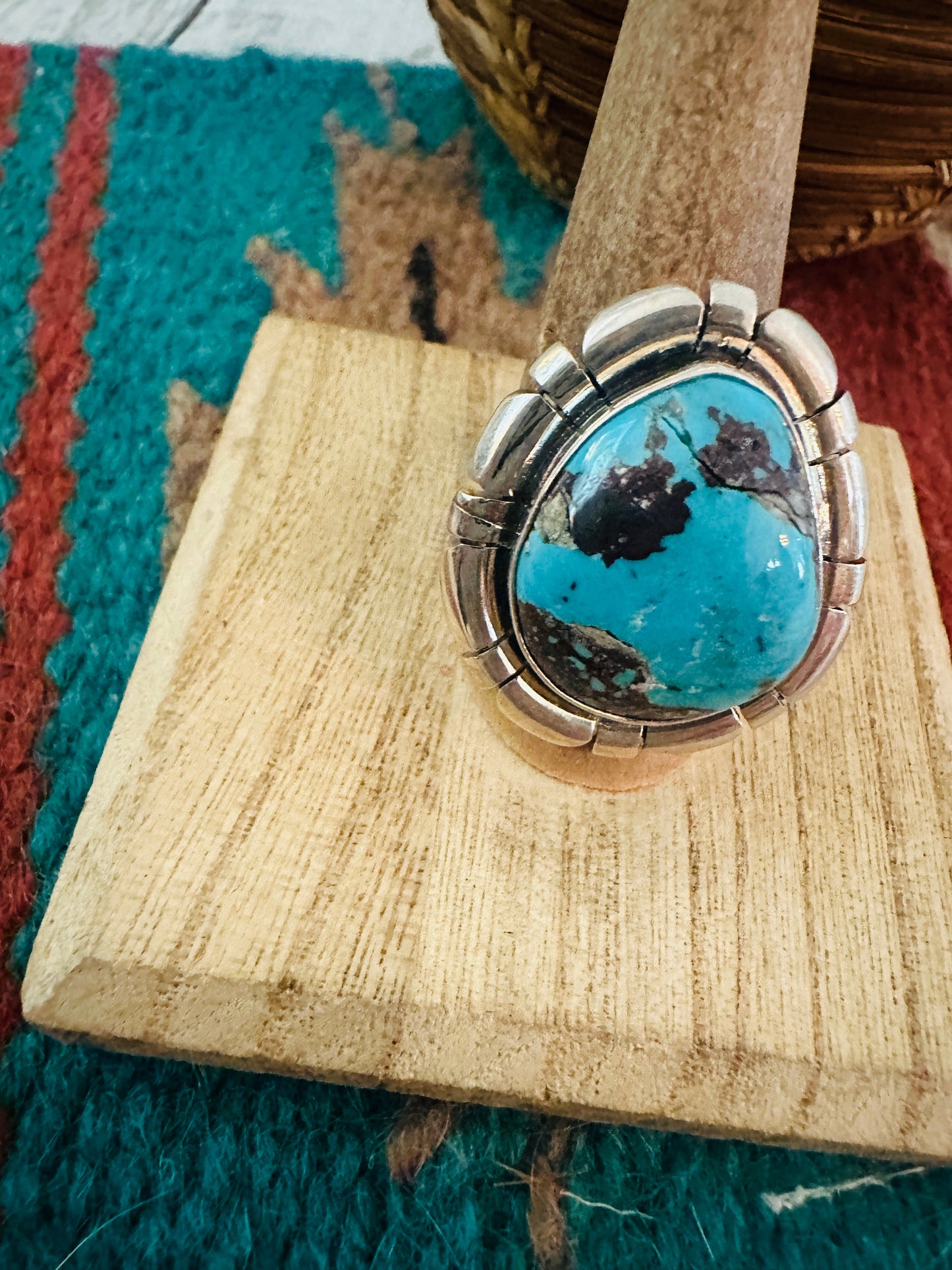 Navajo Sterling Silver & Turquoise Adjustable Ring