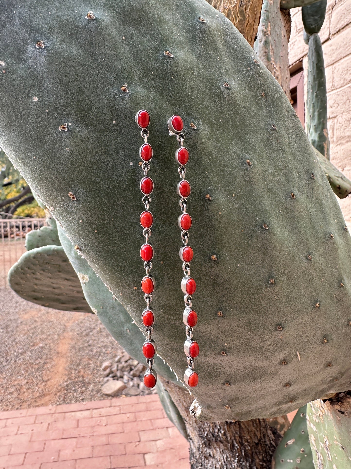 Cassidy Collection Handmade  Natural Coral and Sterling Silver Dangles