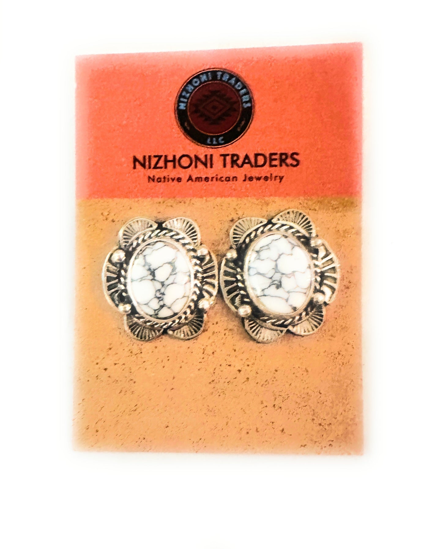 Navajo Howlite and Sterling Silver Post Earrings