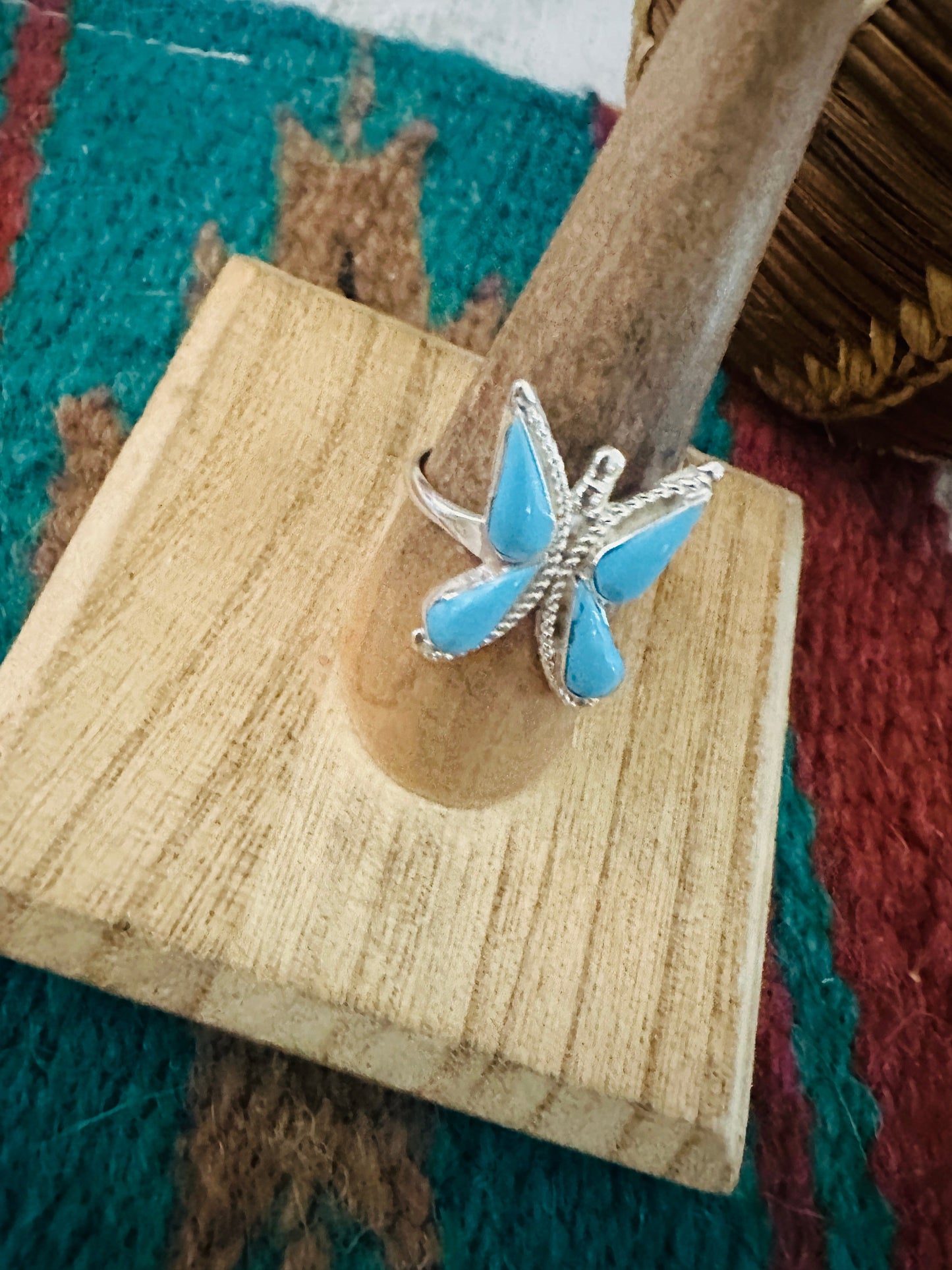 Zuni Sterling Silver & Turquoise Butterfly Ring