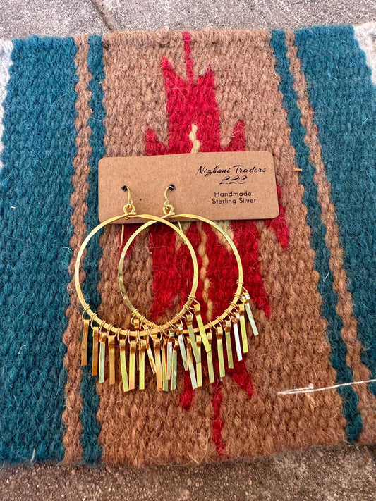 “The Golden Collection”  Fringy Handmade Gold Plated Hoop Earrings