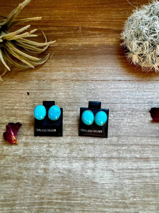 Perfect Blue Turquoise oval stud earrings