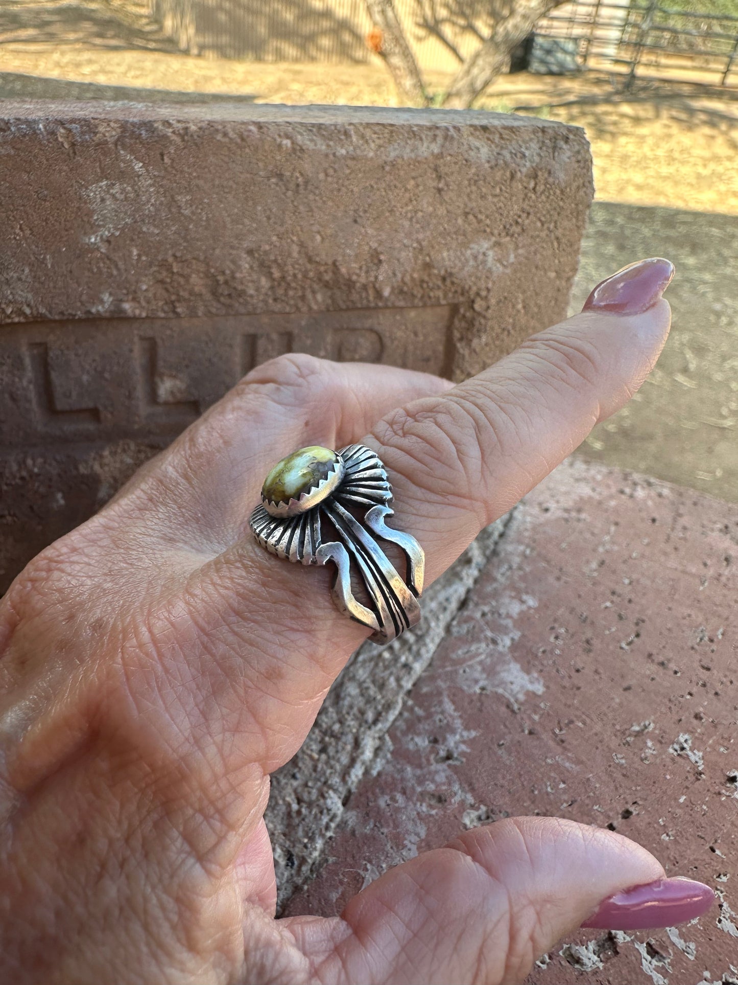 Navajo Russell Sam Sterling Silver & Palomino Diablo Turquoise Rings