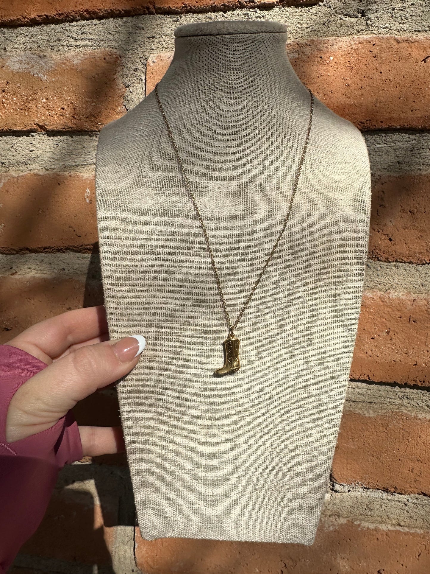 “The Golden Collection” Head Over Boots Handmade 14k Gold Plated Necklace