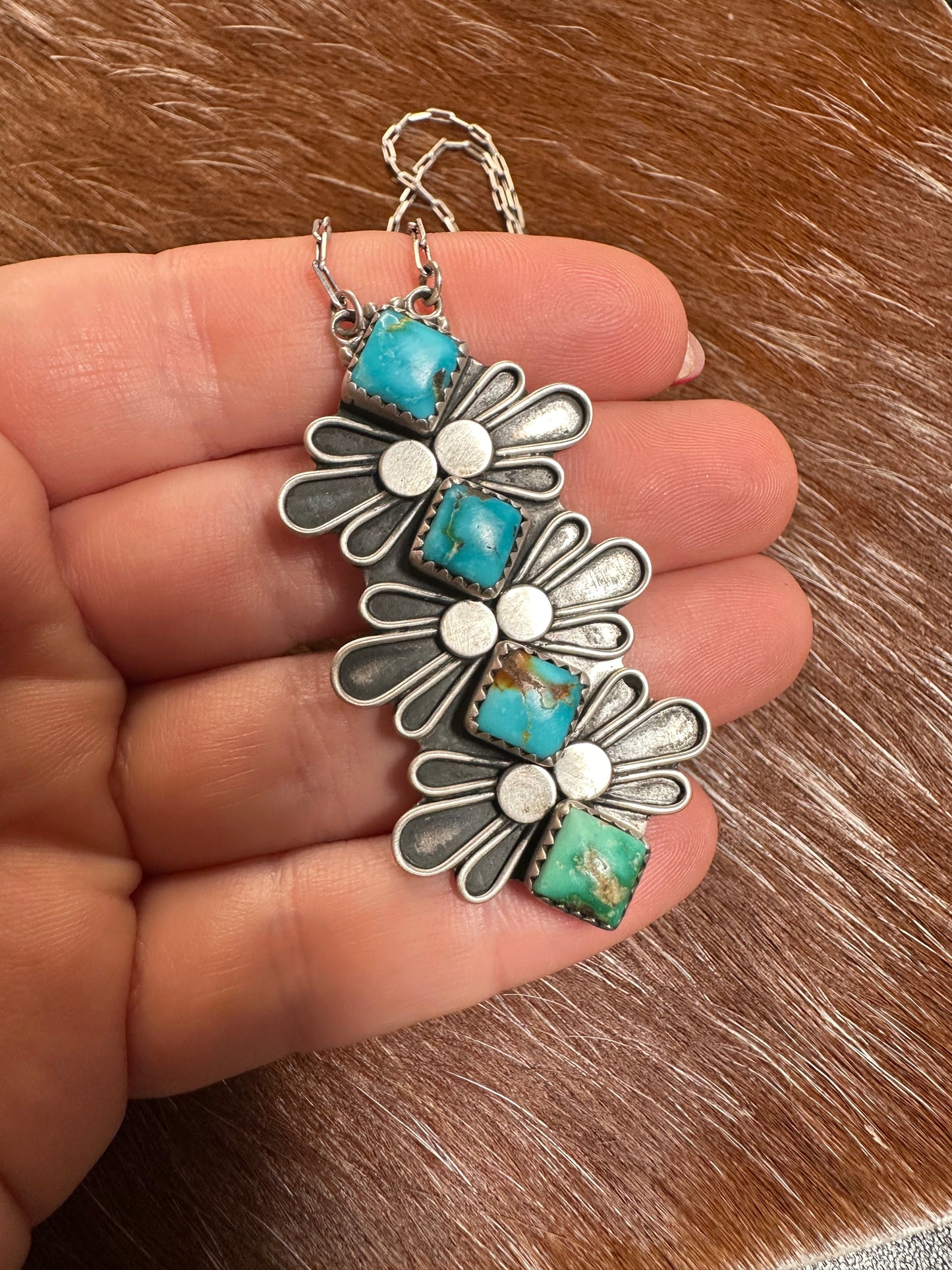 Beautiful Handmade Sterling Silver & Turquoise Necklace