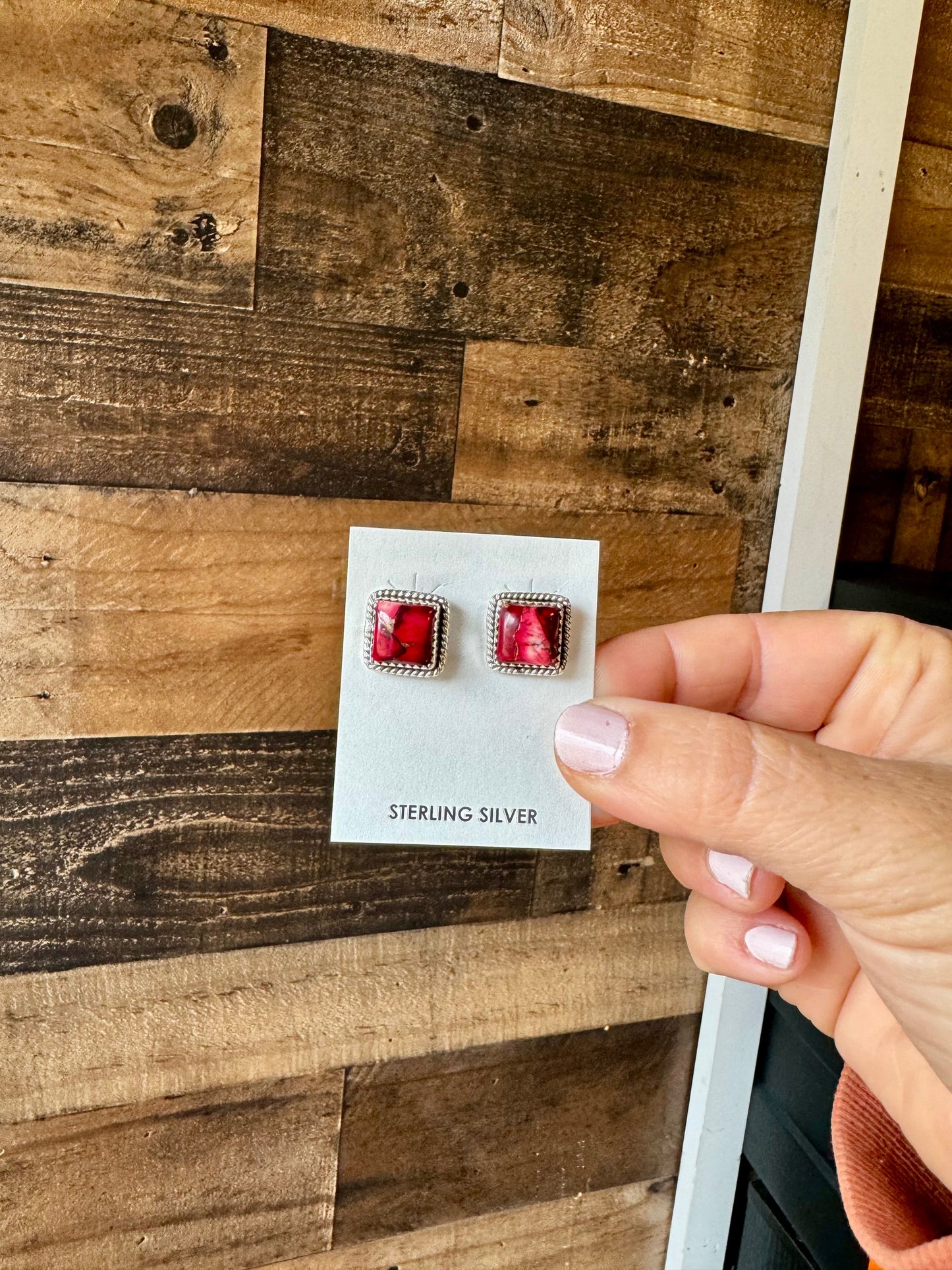 Stud square Dhalia rose earrings option 2