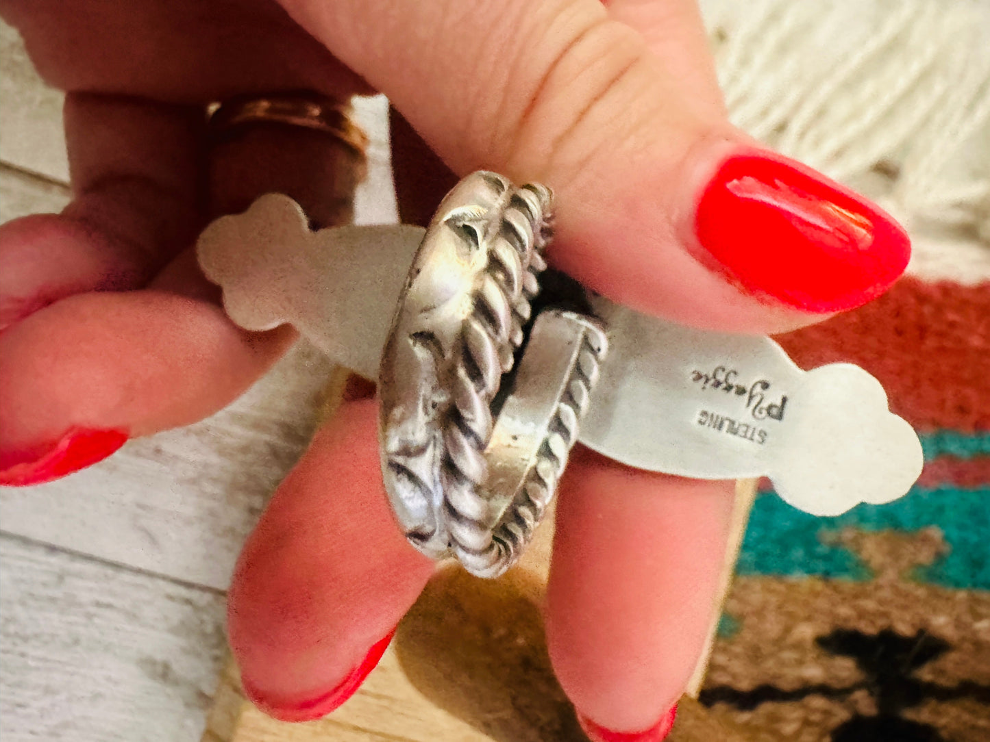 Navajo Sterling Silver & Turquoise Adjustable Ring