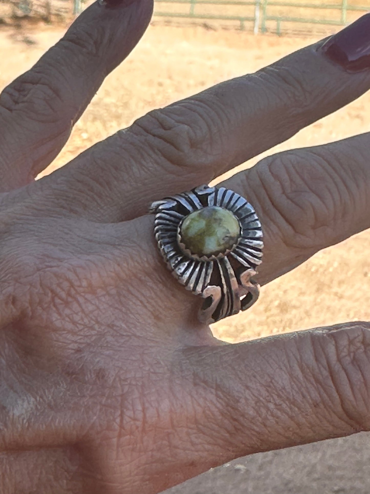 Navajo Russell Sam Sterling Silver & Palomino Diablo Turquoise Rings