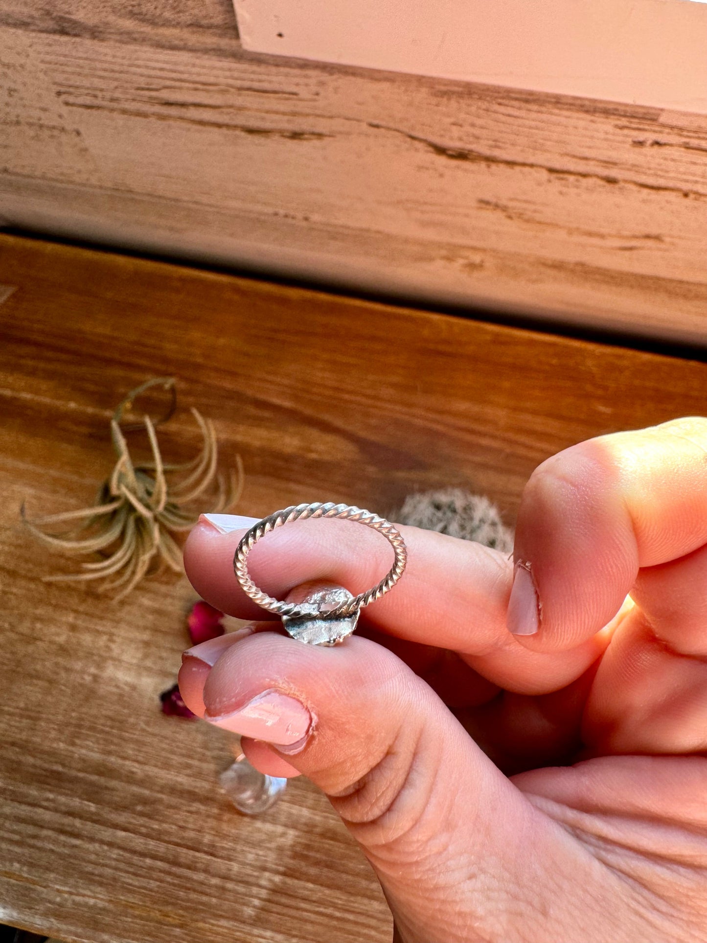 Ring size 6 1/2 - small turquoise and sterling silver