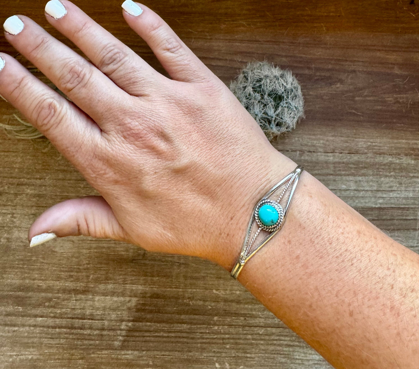 Cuff - Sterling silver Bracelet with Kingman turquoise