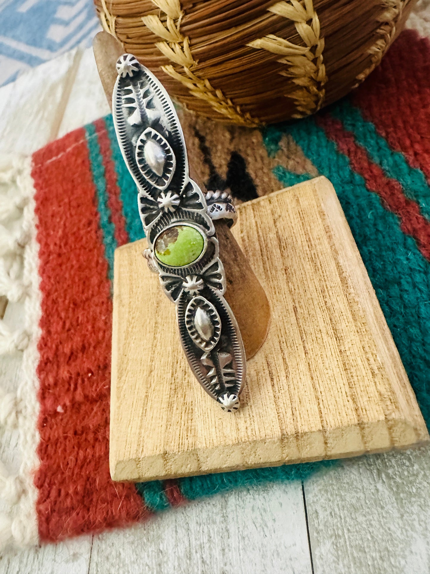 Navajo Sterling Silver & Turquoise Adjustable Ring