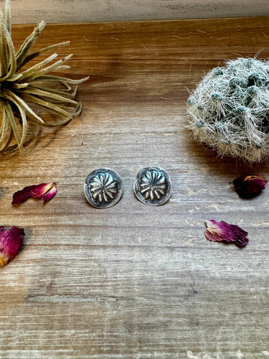 Round Sterling silver stud earrings