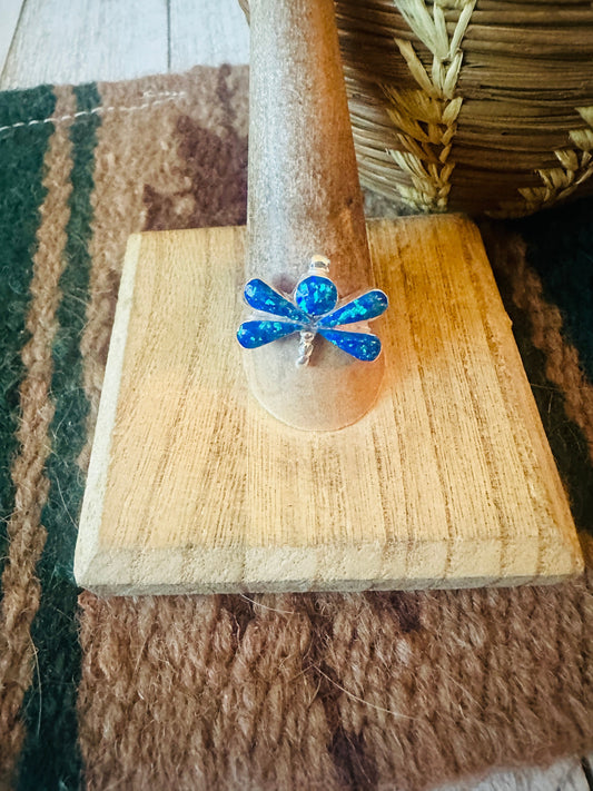 Navajo Sterling Silver & Blue Opal Dragonfly Ring