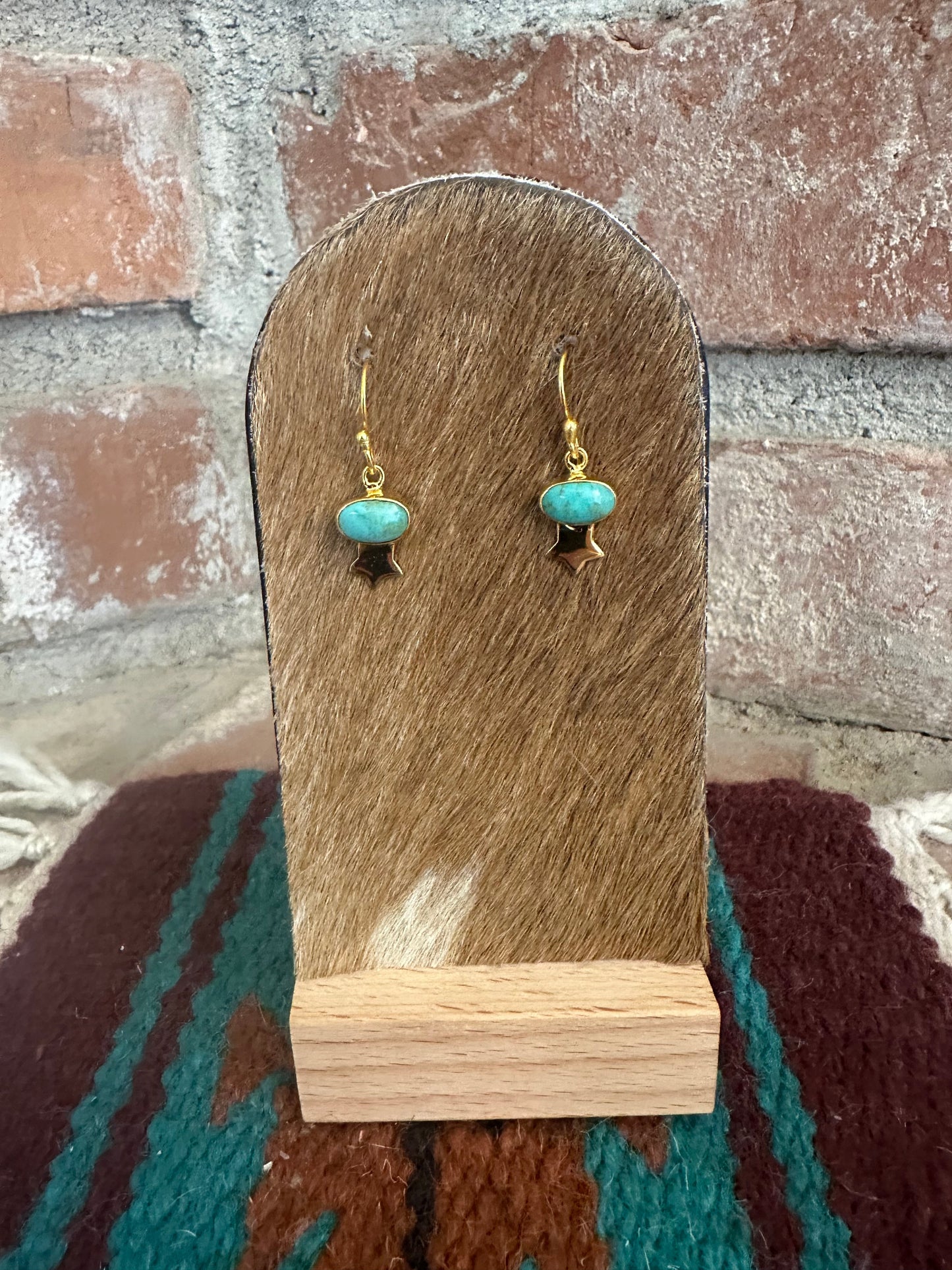 “The Golden Collection” Natural Turquoise Handmade 14k Gold Plated Star Earrings