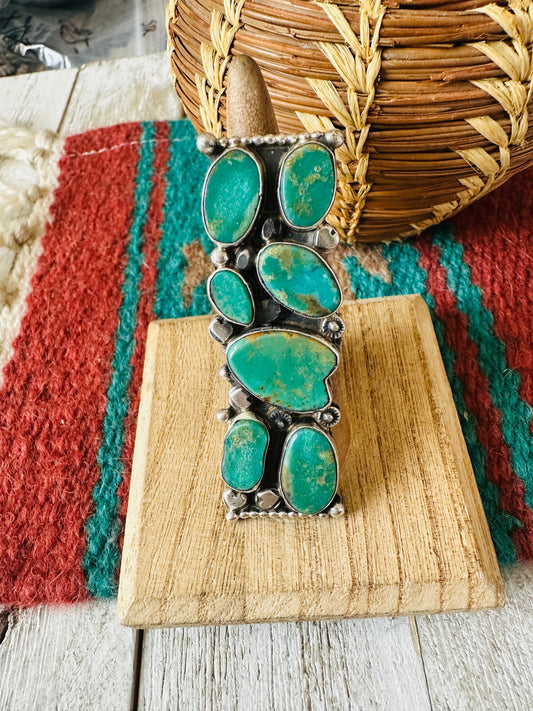 Navajo Royston Turquoise & Sterling Silver Adjustable Ring by Jacqueline Silver