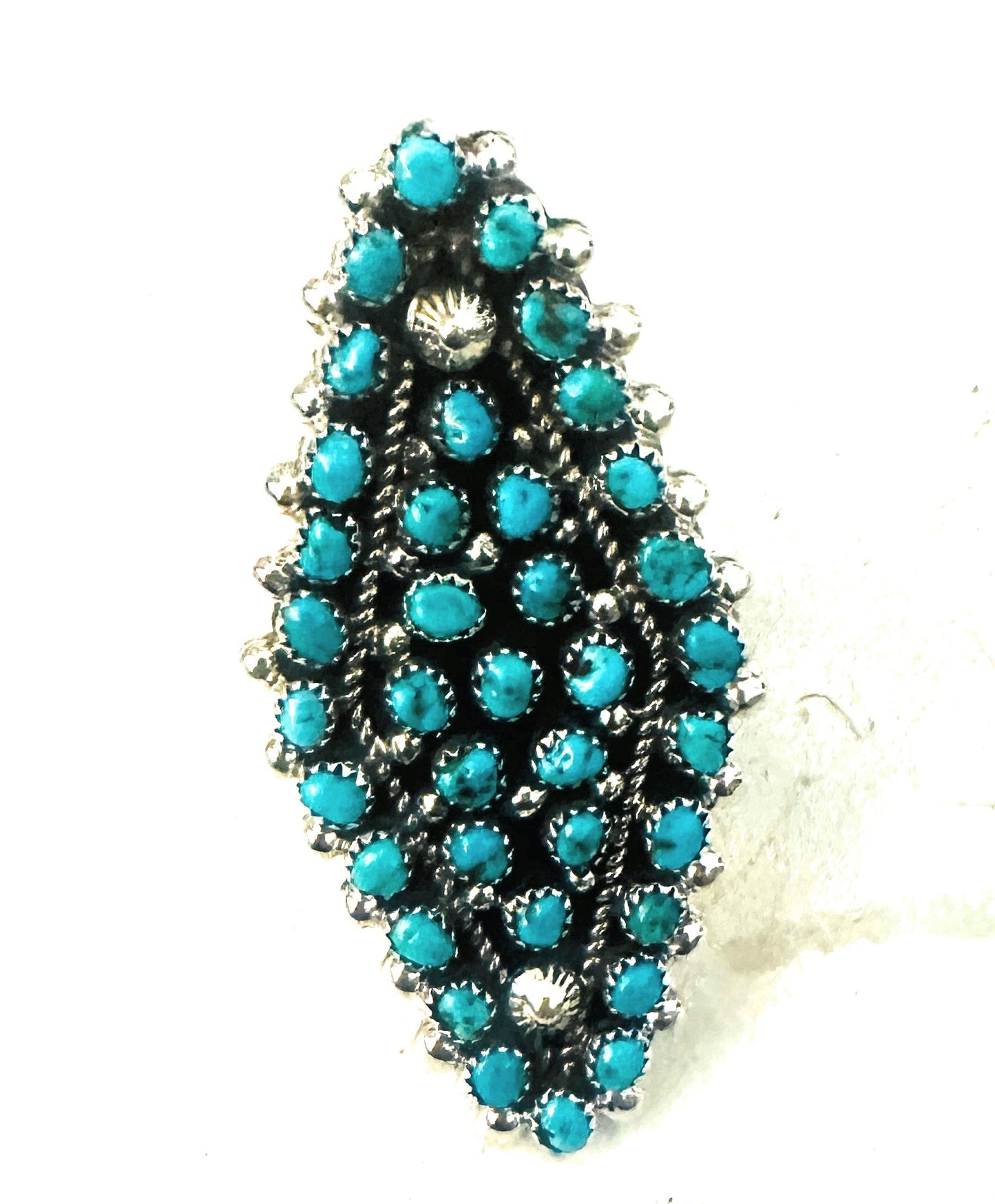 Navajo Sterling Silver & Turquoise Cluster Adjustable Ring