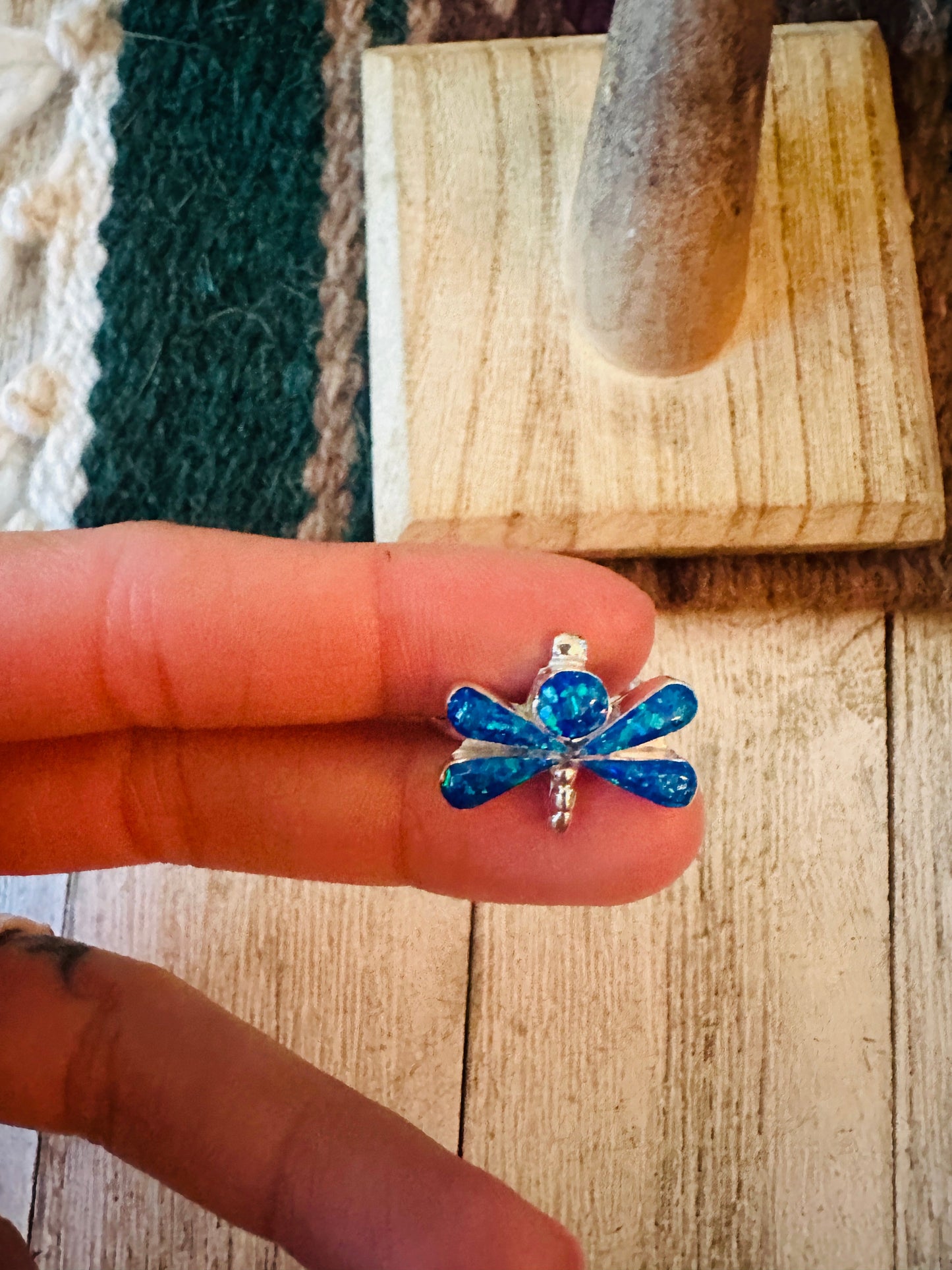 Navajo Sterling Silver & Blue Opal Dragonfly Ring