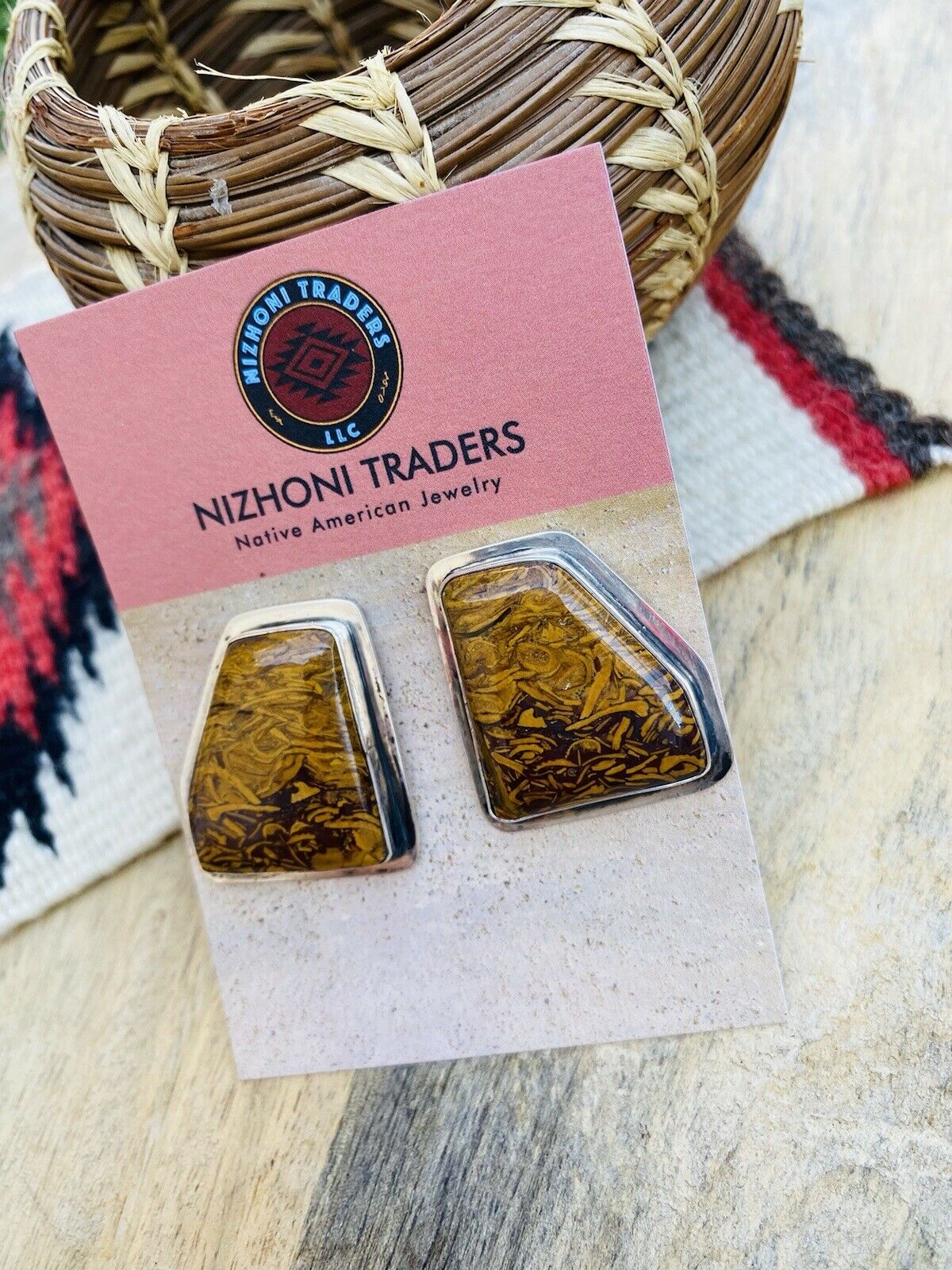 Beautiful Navajo Jasper & Sterling Silver Post Earrings