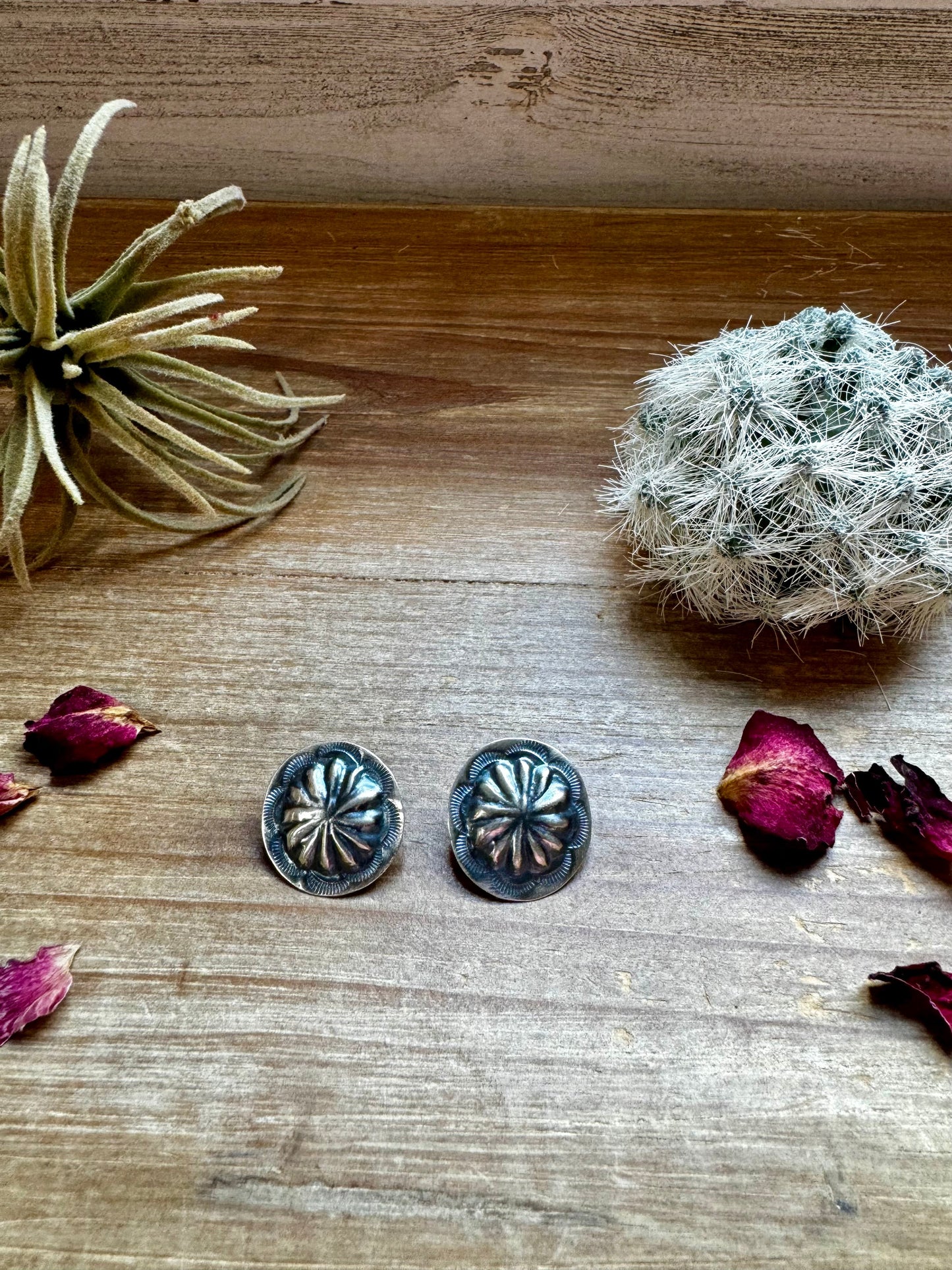 Smaller Round Sterling silver stud earrings