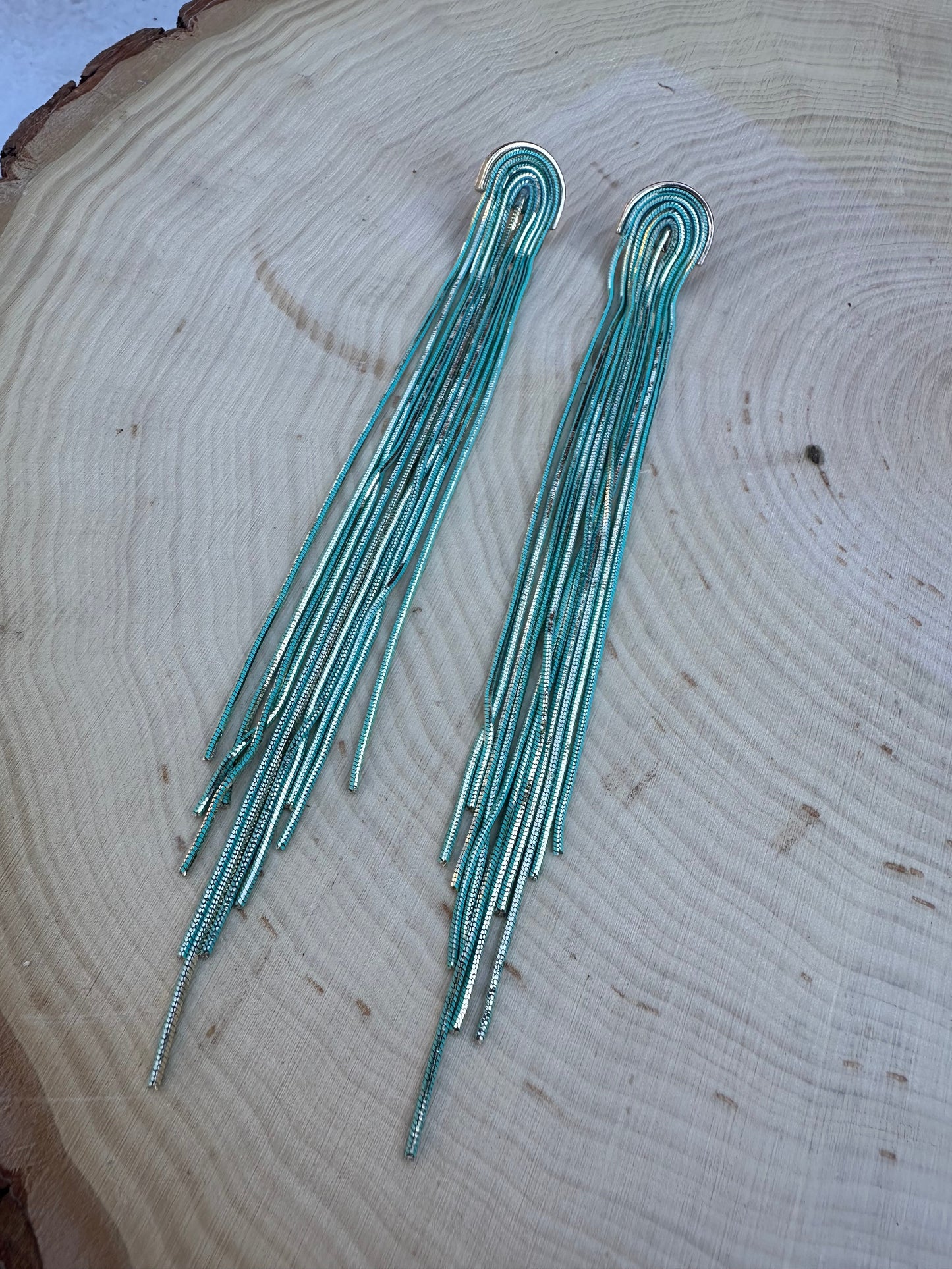 “The Golden Collection” Handmade Gold & Turquoise Tassel Drop Earrings