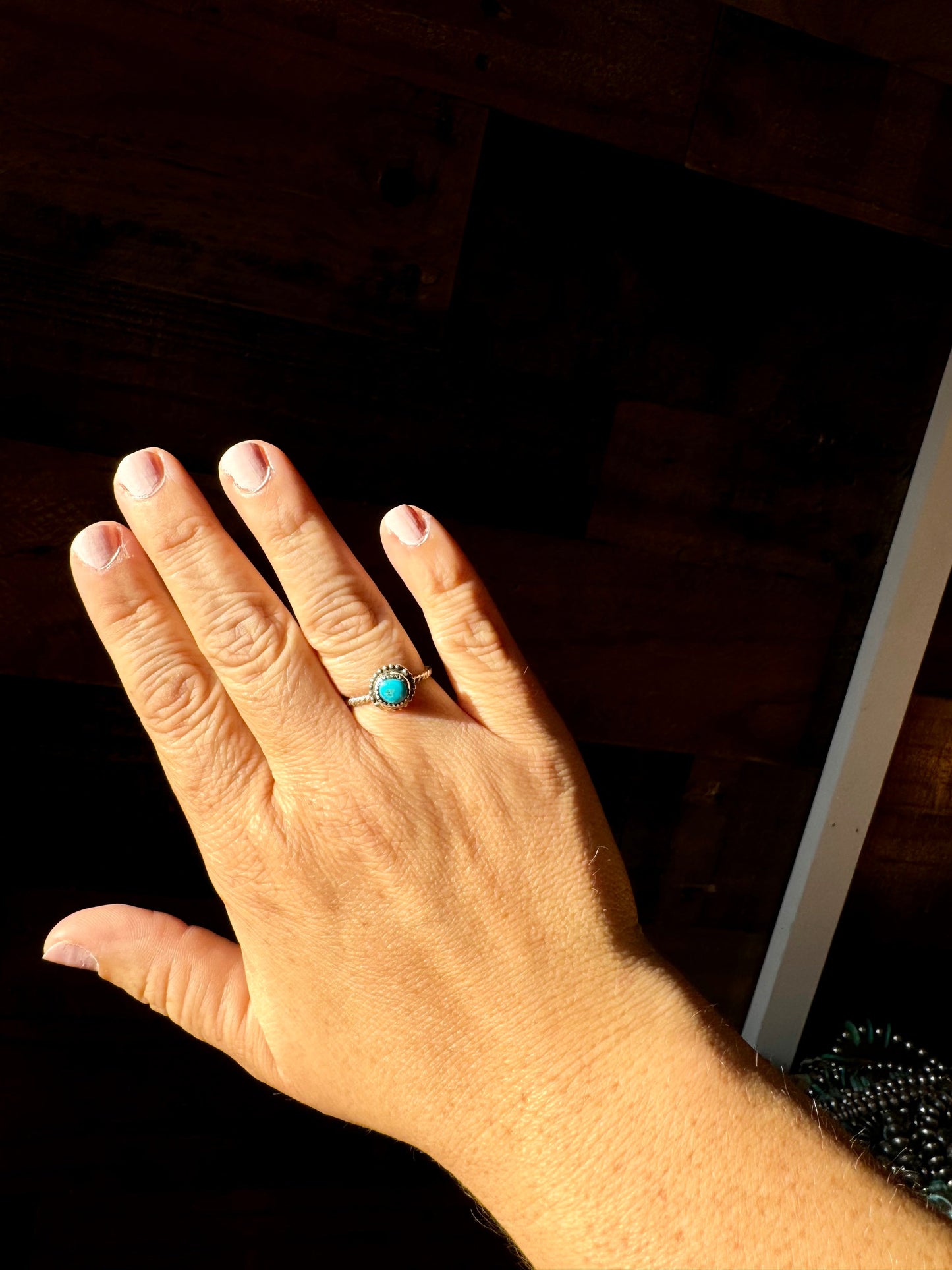 Ring size 6 1/2 - small turquoise and sterling silver