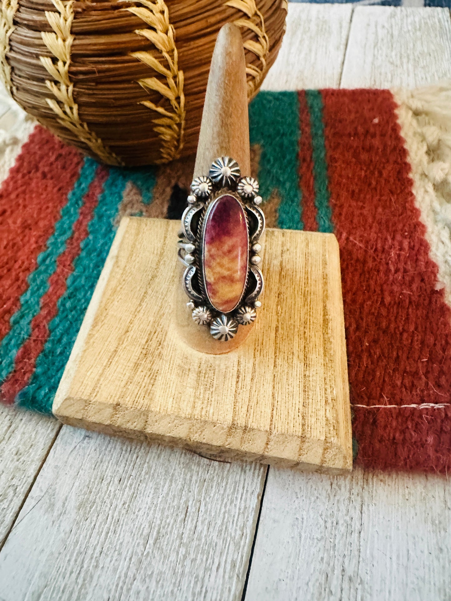 Navajo Sterling Silver & Purple Spiny Ring