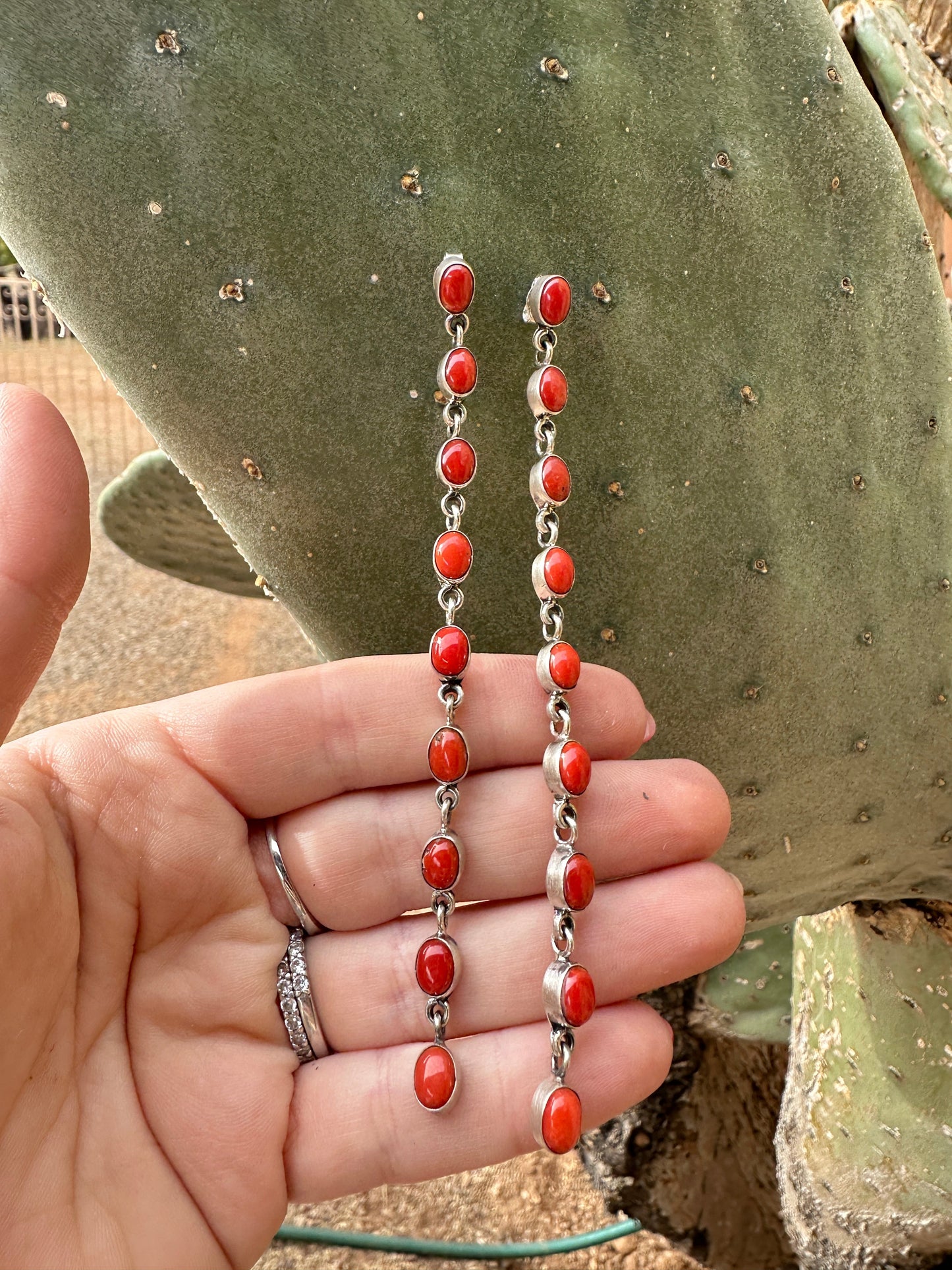 Cassidy Collection Handmade  Natural Coral and Sterling Silver Dangles