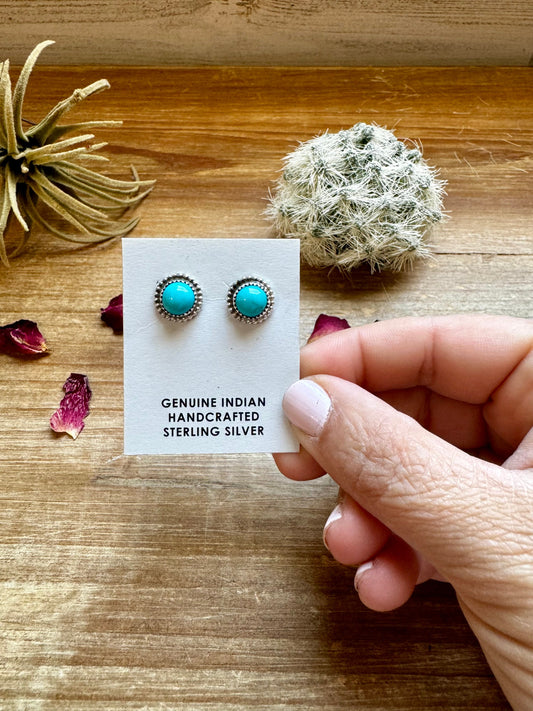 Bigger Stud round turquoise earrings