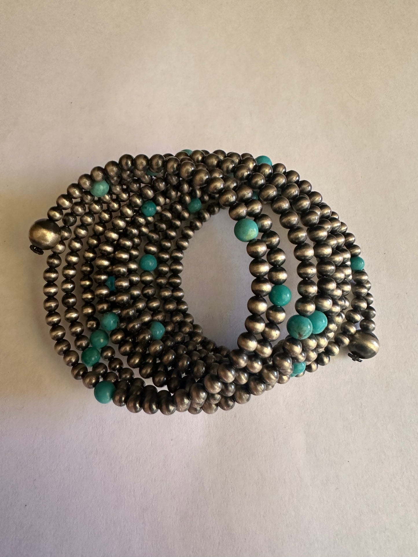 Cassidy Collection Handmade Sterling Silver & Turquoise Beaded Wrap Bracelet