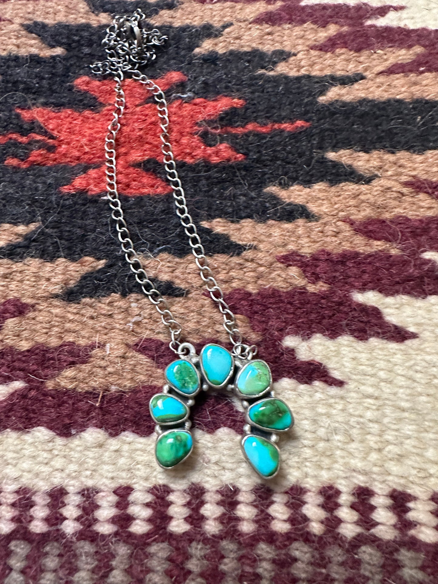 Beautiful Handmade Sterling Silver & Sonoran Turquoise Naja Necklace smaller style