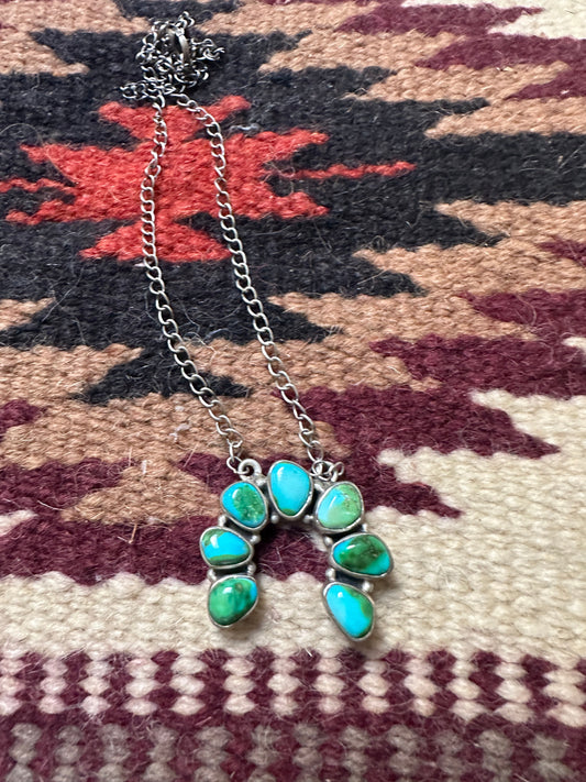 Beautiful Handmade Sterling Silver & Sonoran Turquoise Naja Necklace smaller style