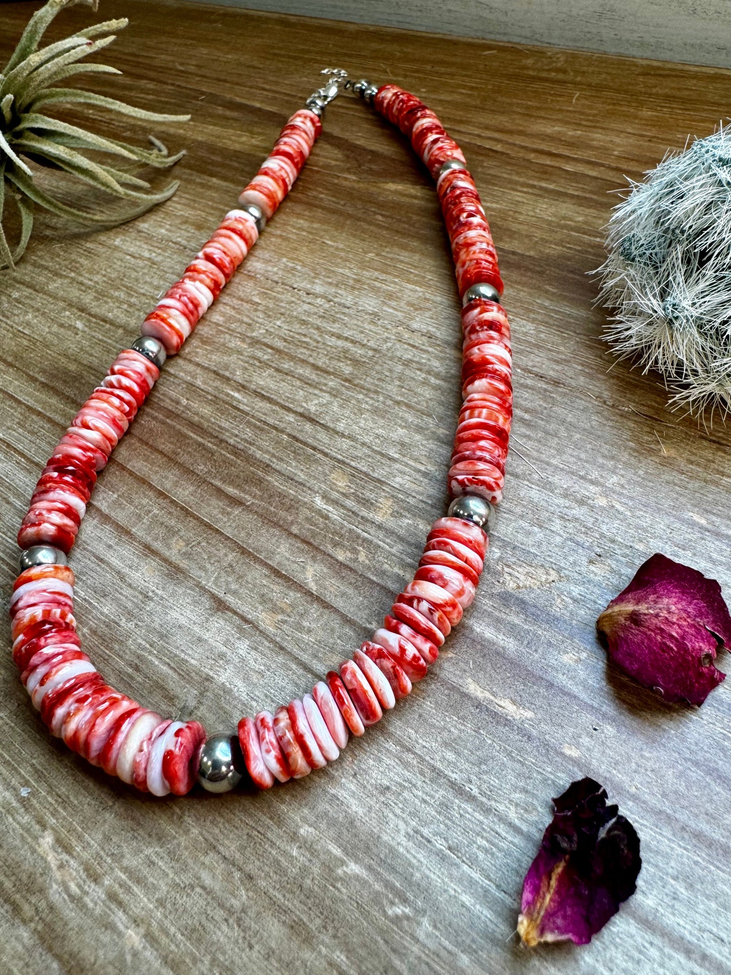 19 inch - NFR collection - sterling silver and orange spiny