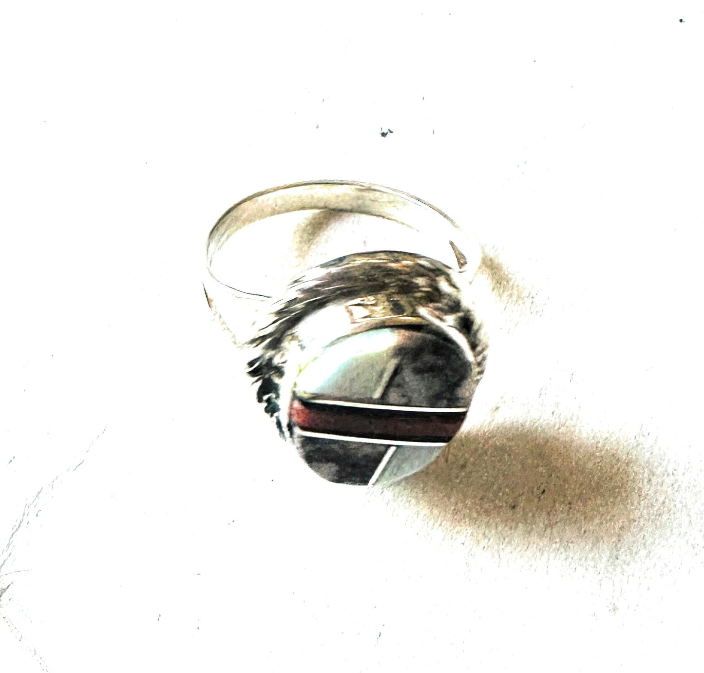 Navajo Sterling Silver & Multi Stone Inlay Ring Size 6