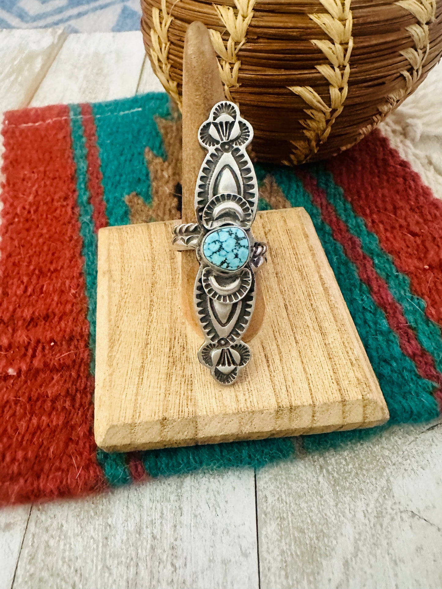 Navajo Sterling Silver & Turquoise Adjustable Ring