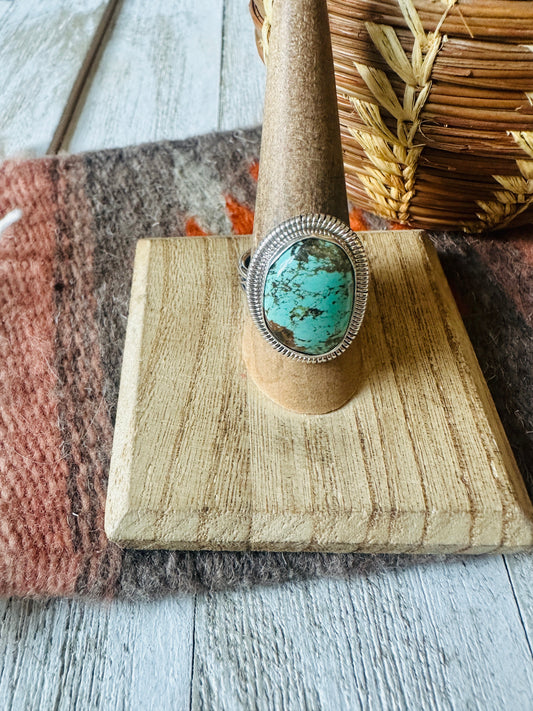 Navajo Turquoise & Sterling Silver Ring Size 8