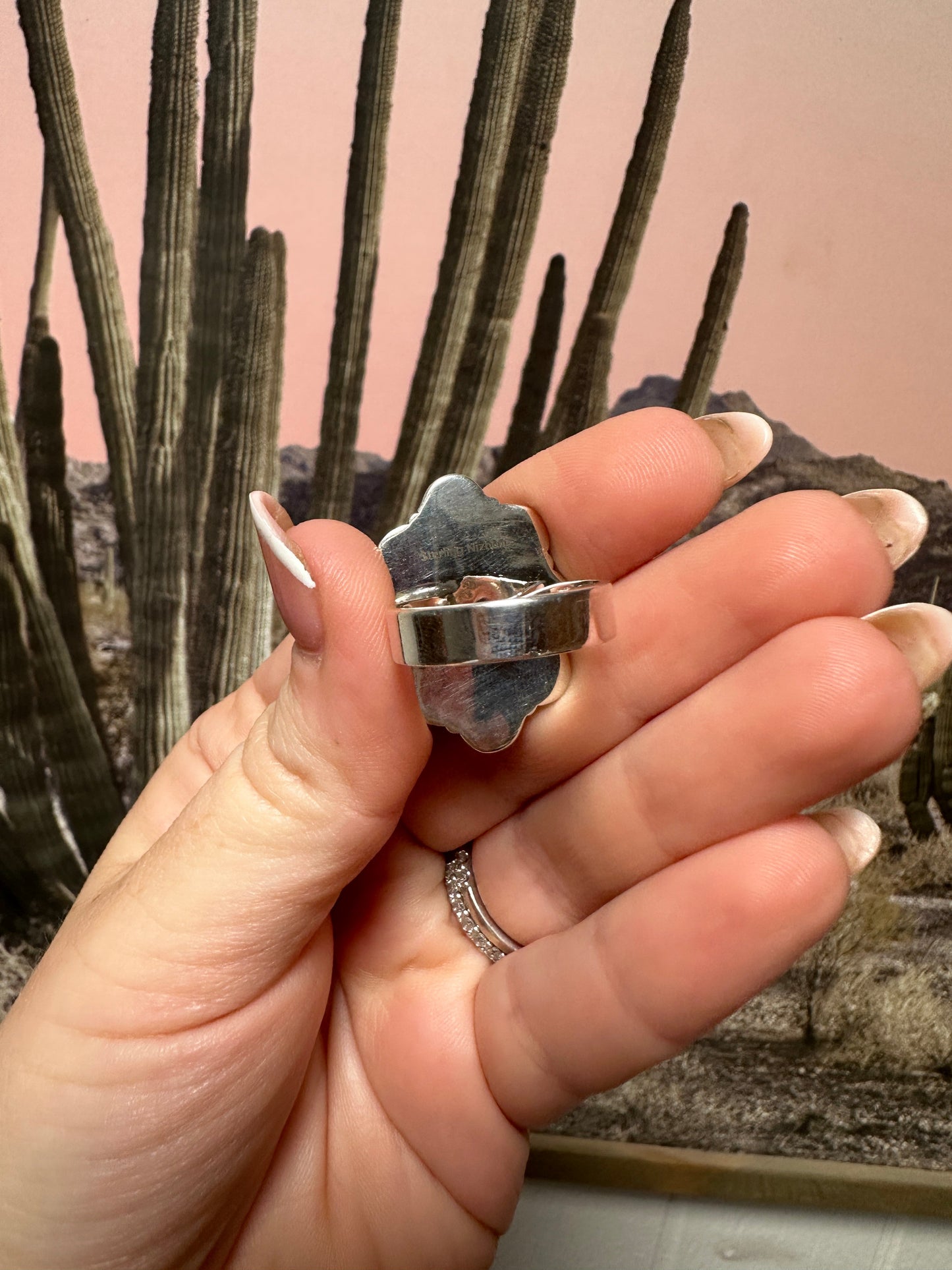 Handmade Golden Hills Turquoise And Sterling Silver Adjustable Single Stone Ring