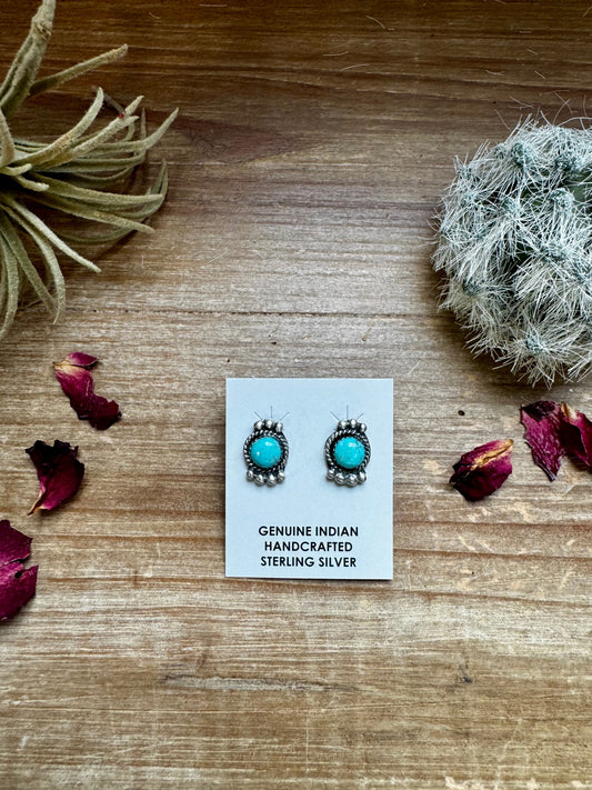 Stud round turquoise earrings