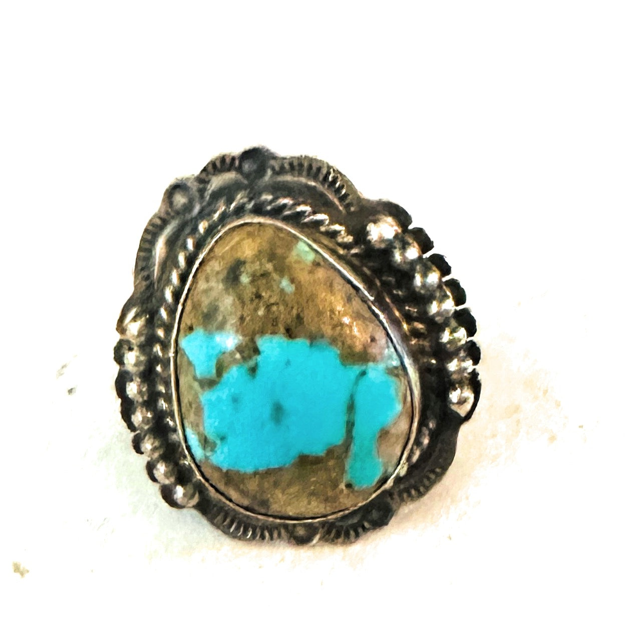 Navajo Sterling Silver & Number 8 Turquoise Ring Size 7