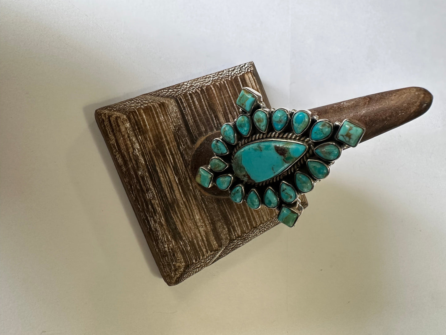 “The Maren” Nizhoni Turquoise & Sterling Silver Adjustable Cluster Ring