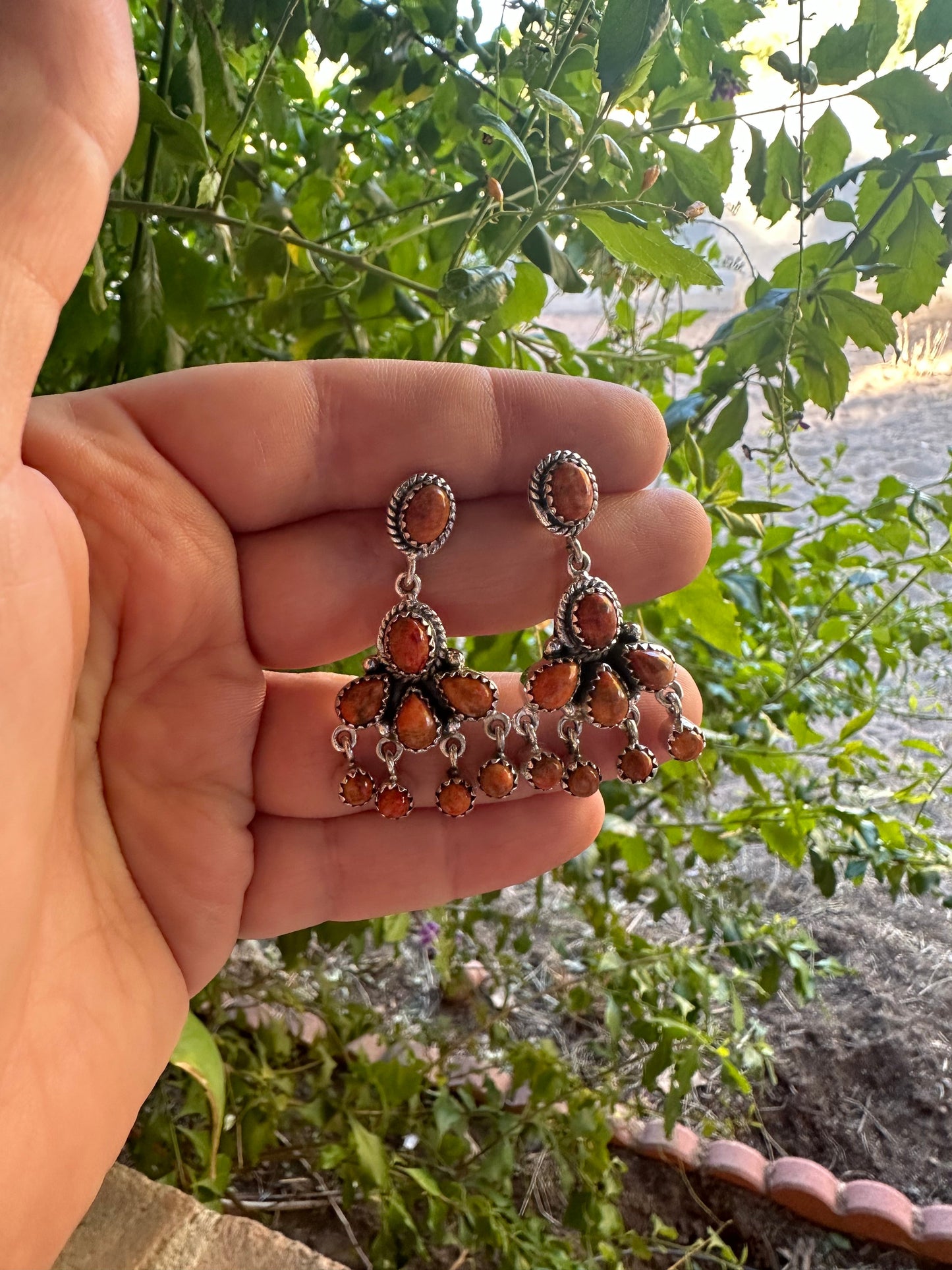 “The Dreamy” Handmade Orange Mojave and Sterling Silver Dangles