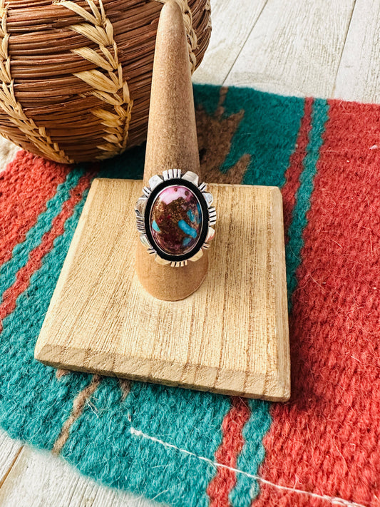 Navajo Sterling Silver & Pink Dream Mojave Adjustable Ring