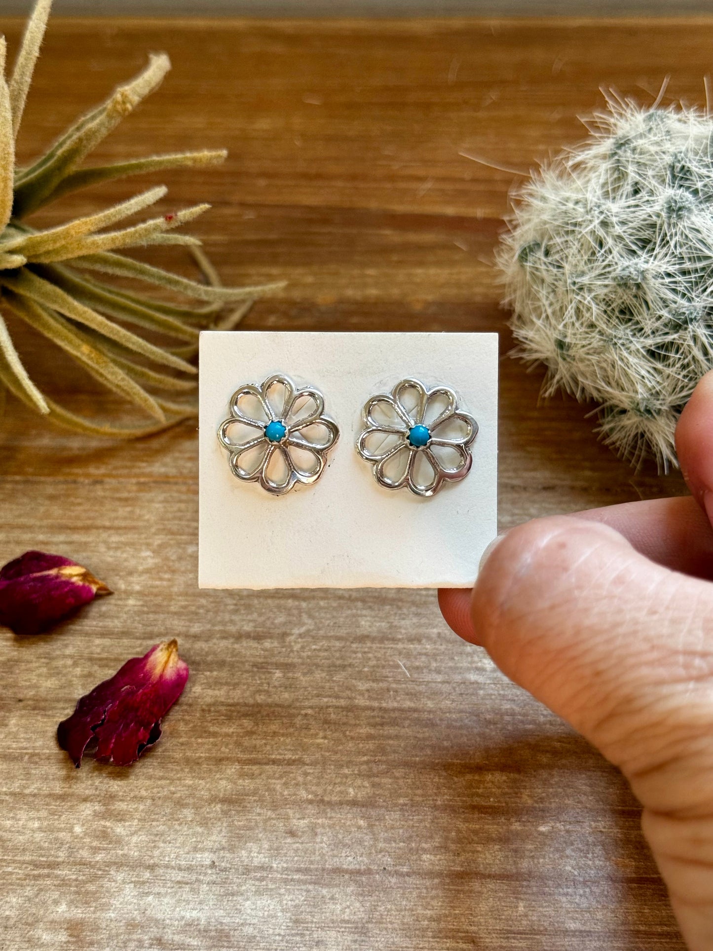 Flower Stud blue Turquoise Earrings