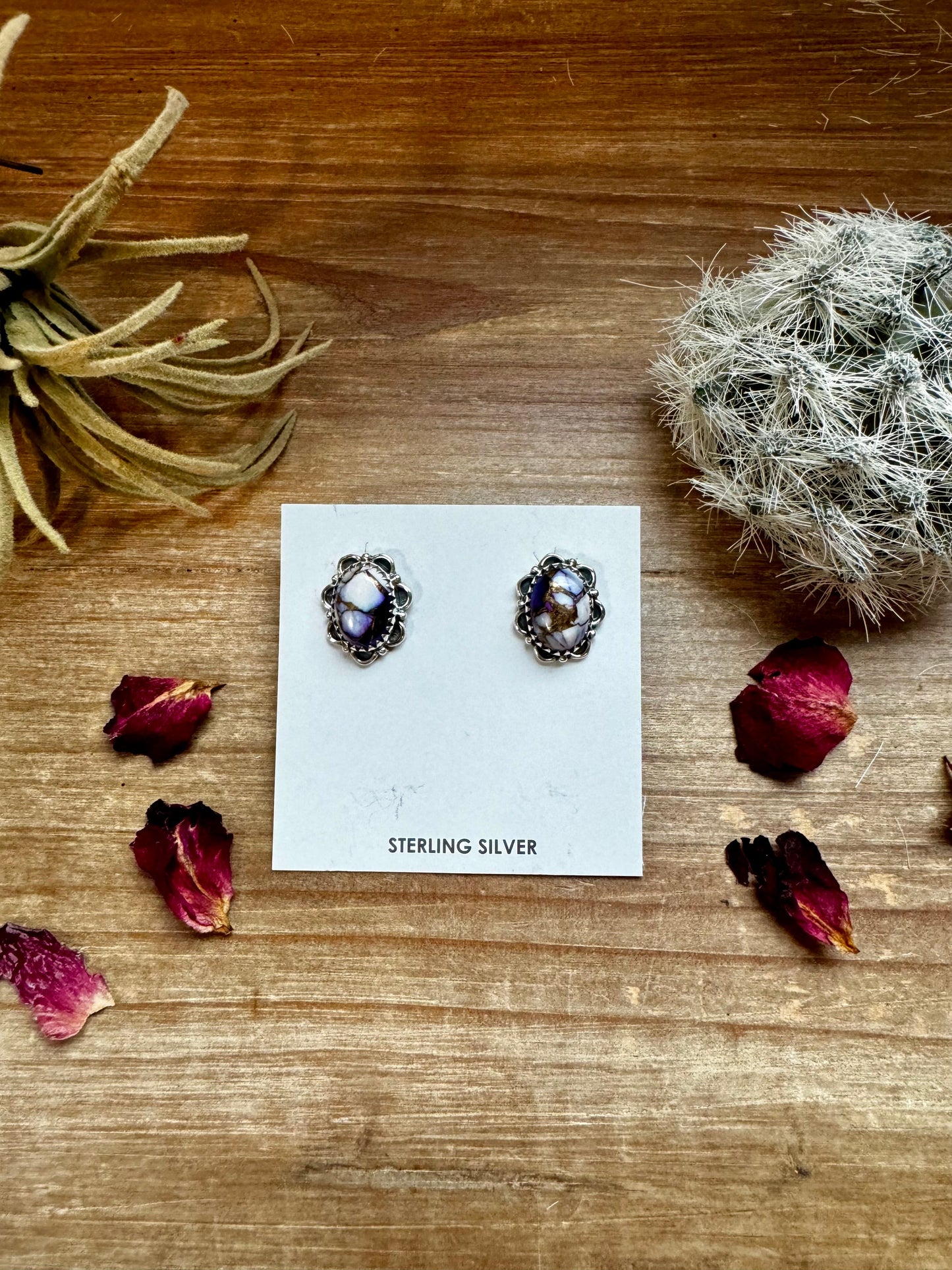 Teardrop Stud violet rose earrings