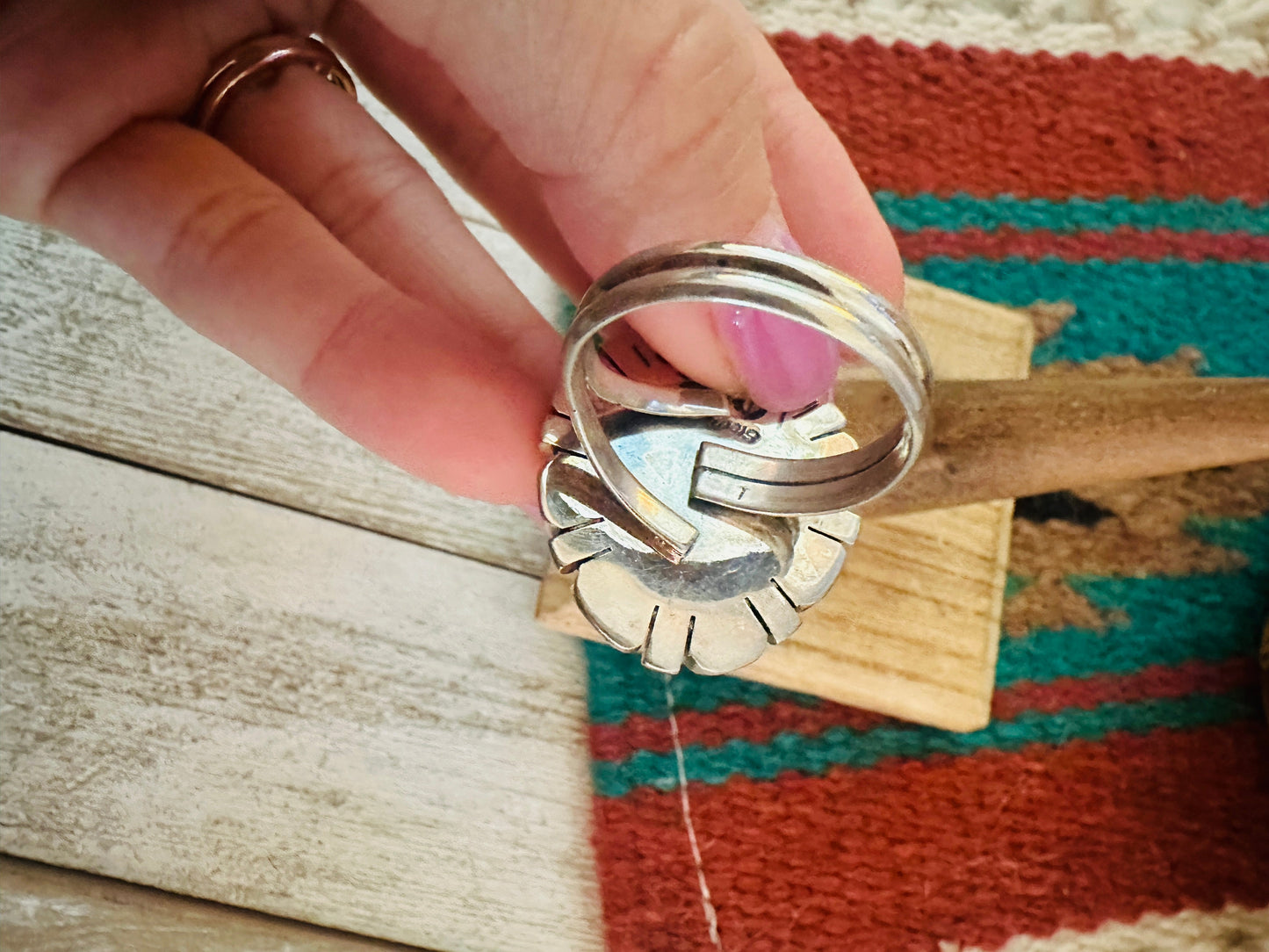 Navajo Sterling Silver & Turquoise Adjustable Ring