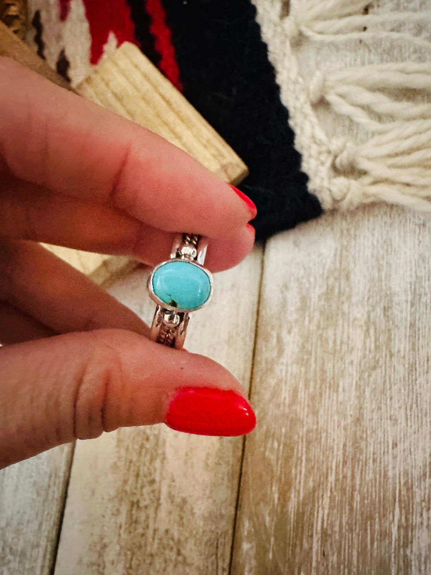 Navajo Turquoise & Sterling Silver Ring Size 5.5