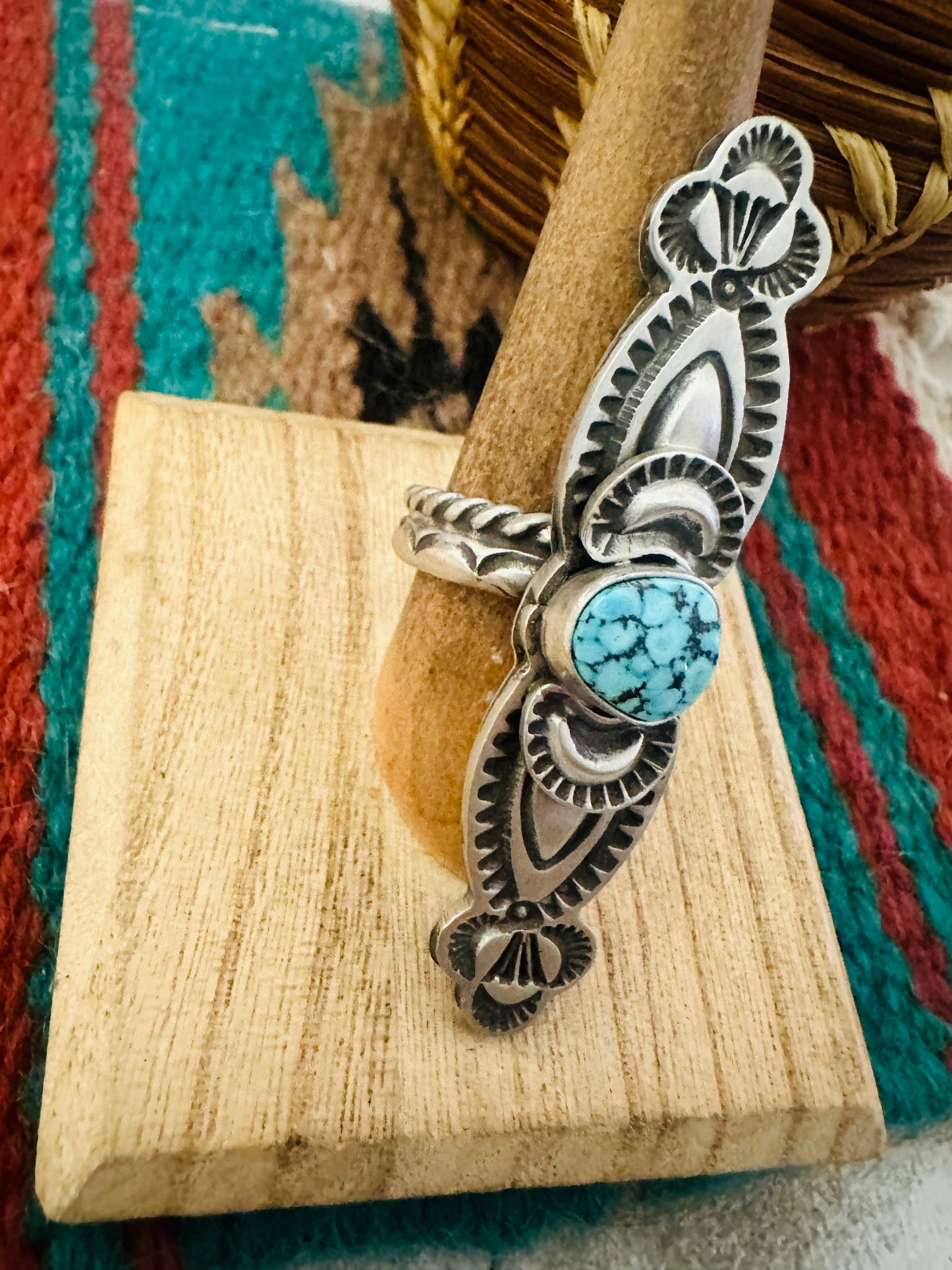 Navajo Sterling Silver & Turquoise Adjustable Ring