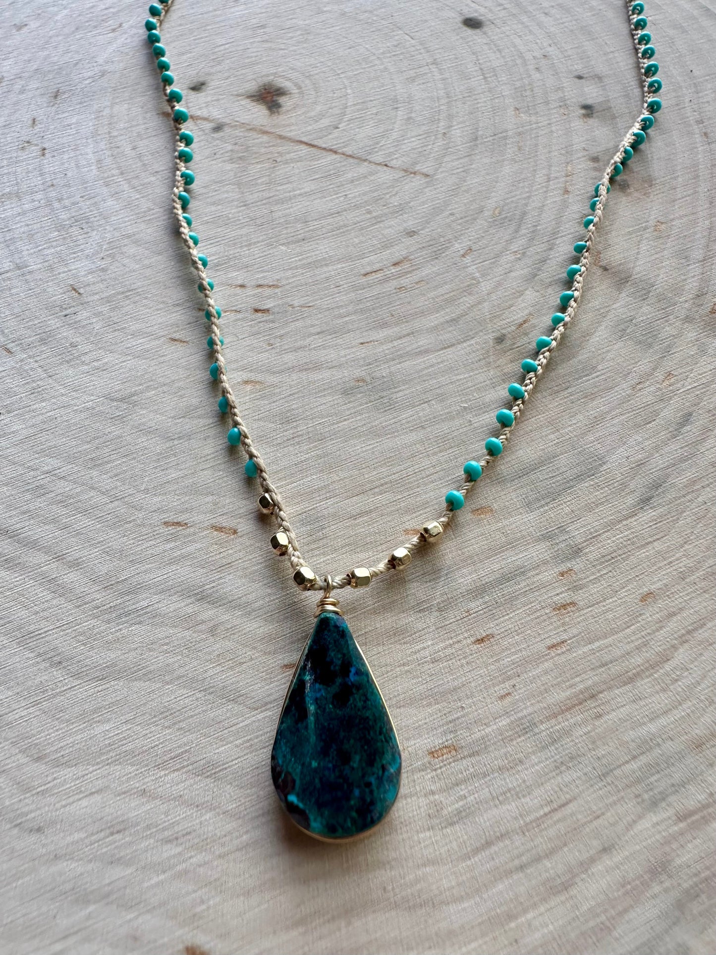 “The Golden Collection” Gypsy Soul Handmade Turquoise Beaded Necklace