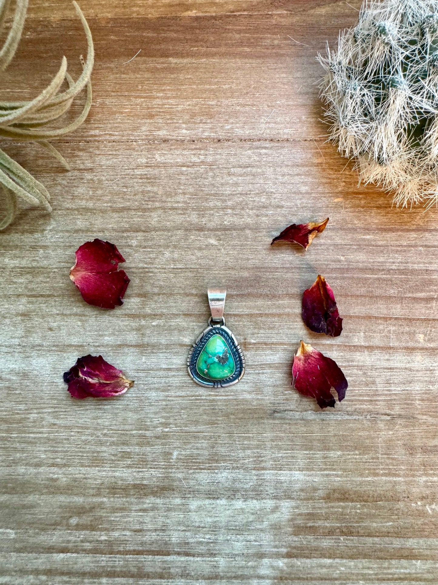 Pendant - sterling silver with green turquoise