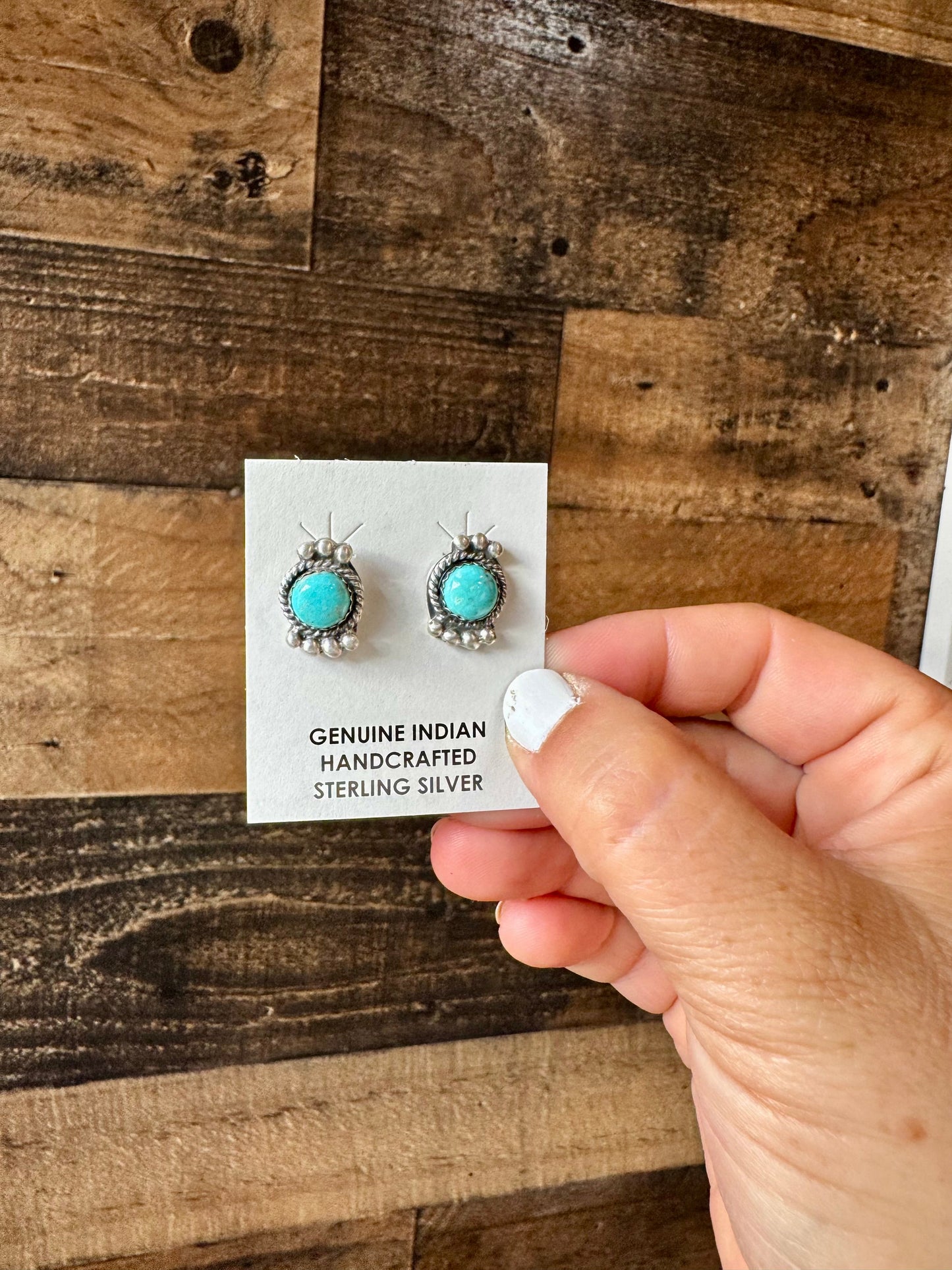 Stud round turquoise earrings